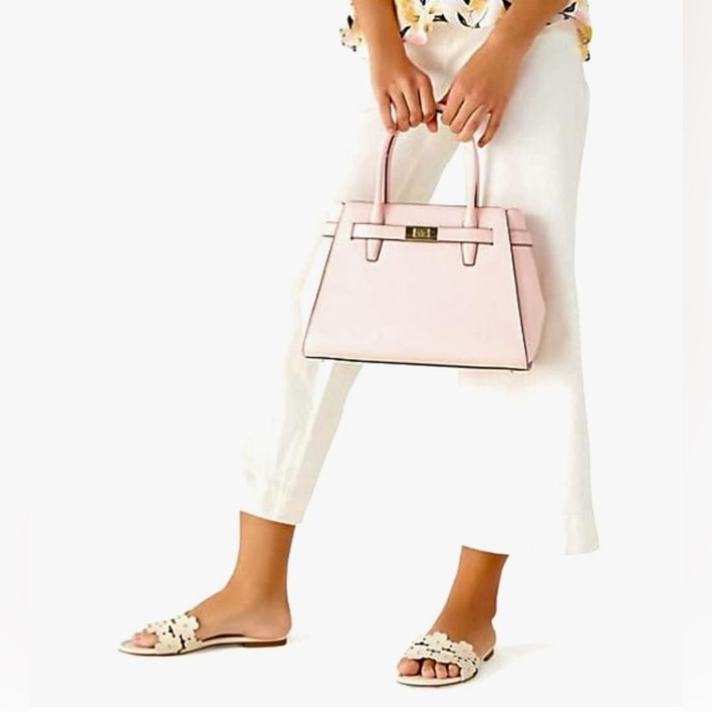 Kate Spade ♠️ Lucia Medium Crossbody Leather Satchel in Parchment (White) - Picture 13 of 17